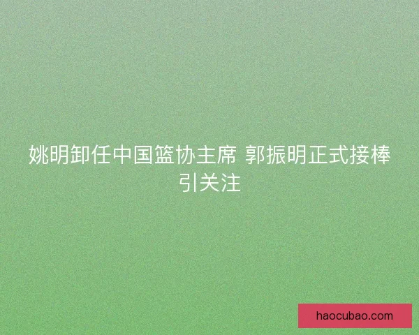 姚明卸任中国篮协主席 郭振明正式接棒引关注