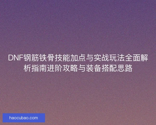 DNF钢筋铁骨技能加点与实战玩法全面解析指南进阶攻略与装备搭配思路